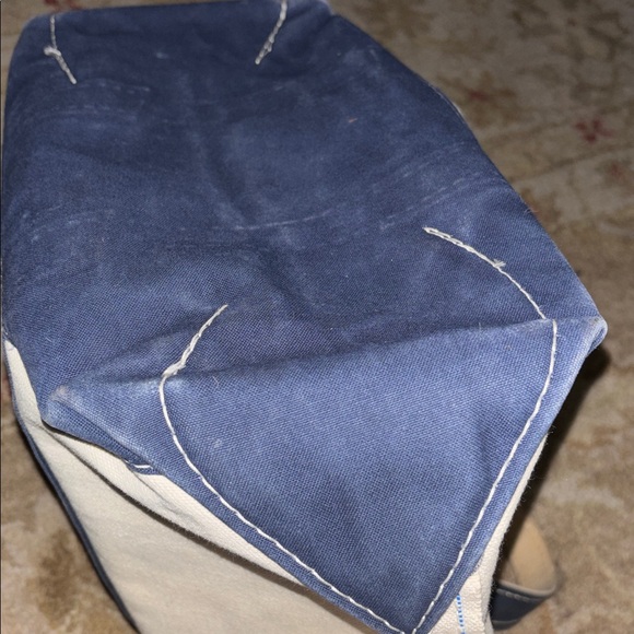 LL BEAN 80s vintage Canvas Boat and Tote Bag Blue and White Sawtooth tag - Picture 7 of 16